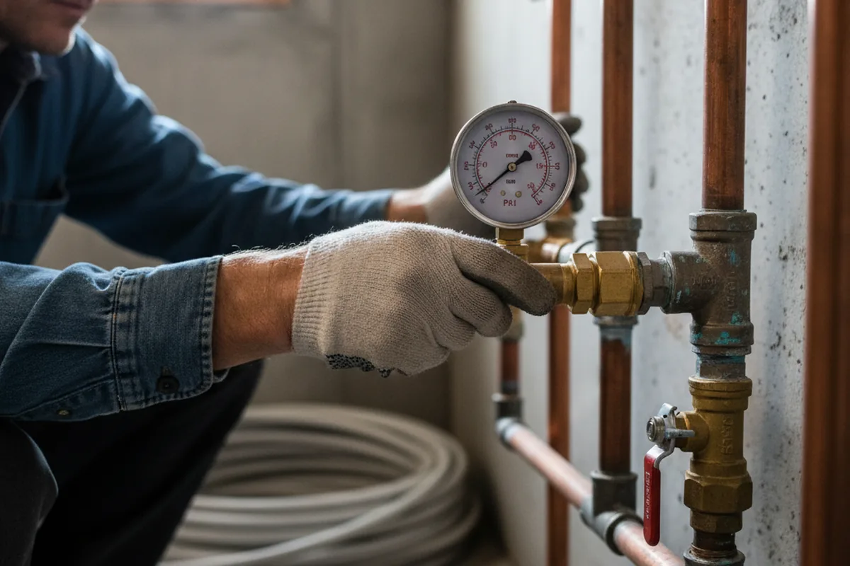 Pressure testing a repaired line during Water Line Repair in Altadena
